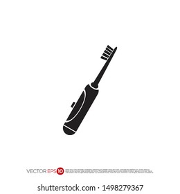 Pictograph of toothbrush and toothpaste for template logo, icon, and identity vector designs.