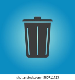 Pictograph of trashcan. Flat vector illustration in black on white background.
