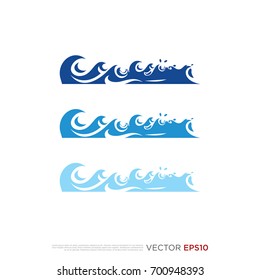 Pictograph of waves blue ocean for template logo, icon, and identity vector designs