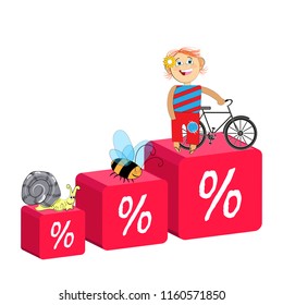 Pictograph, which shows the advantage of man in comparison with insects and molluscs. Vector illustration