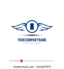 Pictograph of wing with ring style for template logo initial letter I, icon, identity vector designs, and graphic resources.