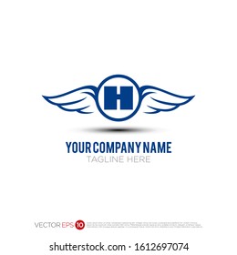 Pictograph of wing with ring style for template logo initial letter H, icon, identity vector designs, and graphic resources.