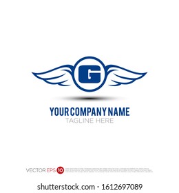 Pictograph of wing with ring style for template logo initial letter G, icon, identity vector designs, and graphic resources.