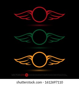 Pictograph of wing with ring style for template logo initial letter, icon, identity vector designs, and graphic resources.