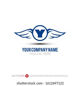 Pictograph of wing with ring style for template logo initial letter Y, icon, identity vector designs, and graphic resources.