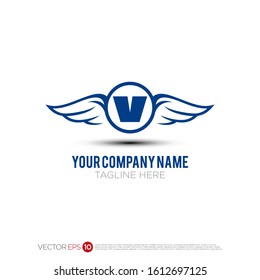 Pictograph of wing with ring style for template logo initial letter V, icon, identity vector designs, and graphic resources.
