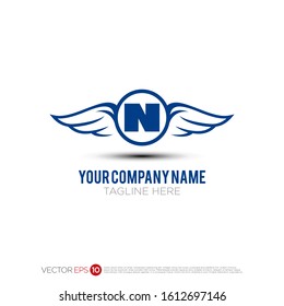 Pictograph of wing with ring style for template logo initial letter N, icon, identity vector designs, and graphic resources.
