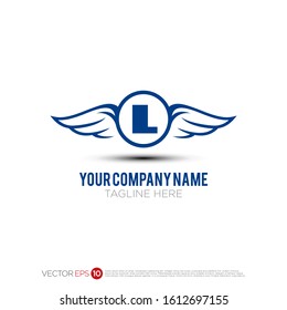 Pictograph of wing with ring style for template logo initial letter L, icon, identity vector designs, and graphic resources.