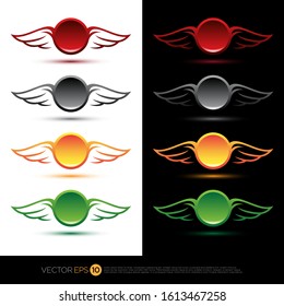 Pictograph of wing with shield style for template logo initial letter, icon, identity vector designs, and graphic resources.