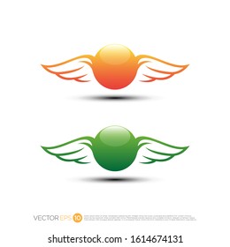 Pictograph of wing with sphere for template logo initial letter, icon, identity vector designs, and graphic resources.