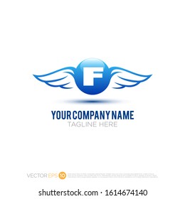 Pictograph of wing with sphere for template logo initial letter F, icon, identity vector designs, and graphic resources.