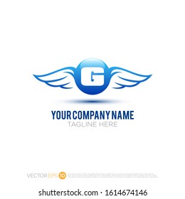 Pictograph of wing with sphere for template logo initial letter G, icon, identity vector designs, and graphic resources.
