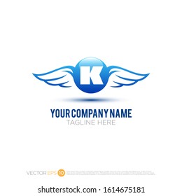 Pictograph of wing with sphere for template logo initial letter K, icon, identity vector designs, and graphic resources.