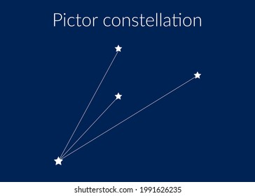 Pictor zodiac constellation sign with stars on blue background of cosmic sky. Vector illustration