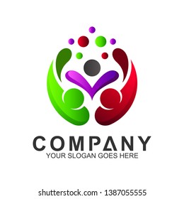 pictorial graphic logo design for family care,healthy people,happy kids,adoption child,foundation community and medical clinic