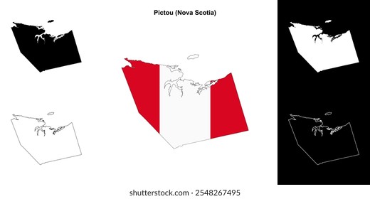 Pictou county (Nova Scotia) outline map set