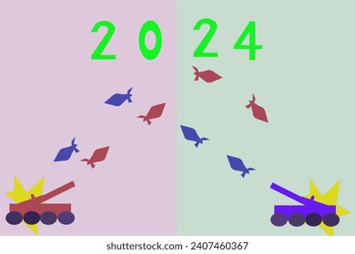 Bild von 2 Farben mit ihm hat eigene Kanonen, schießen Kugeln zu kämpfen, wie die Welt im Jahr 2024
