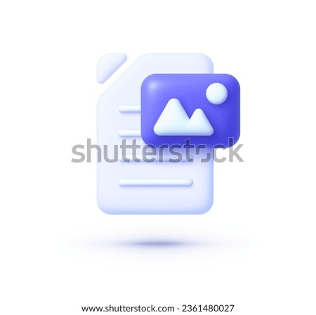 Picture 3d. 3d media file document management. Vector render illustration