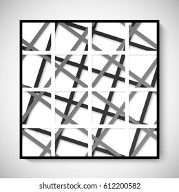 picture abstract 3d structure with black border on the wall. vector illustration