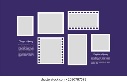 Picture abstract photo frames and digital photo wall template
