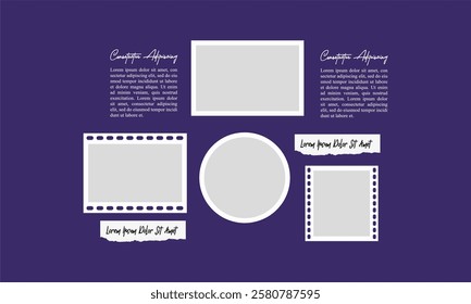 Picture abstract photo frames and digital photo wall template
