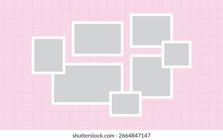 Picture abstract photo frames and digital photo wall template