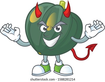 Picture of acorn squash as a Devil cartoon mascot