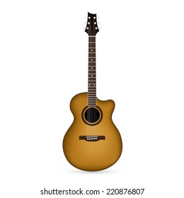picture of acoustic guitar isolated on white background