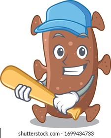 Picture of actinomyces israelii cartoon character playing baseball