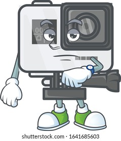 A picture of action camera on a waiting gesture
