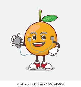 A picture of African Mangosteen cartoon mascot character as a Doctor working with stethoscope