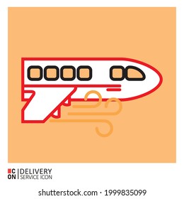 Foto del avión. Imagen vectorial del icono de servicio de entrega.