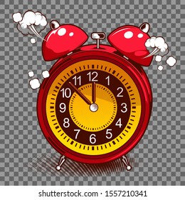 picture of alarm clock, comic cover template, pop art speech bubbles doodle art background, Vector illustration, EPS10.