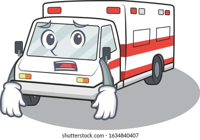 A picture of ambulance showing afraid look face