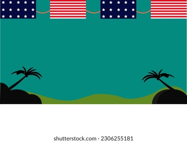a picture is american flag with beach vintage vector illustration