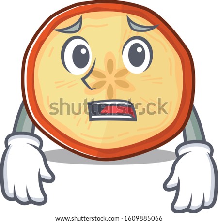A picture of apple chips showing afraid look face