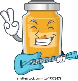 A picture of apricot playing a with guitar