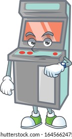 A picture of arcade game machine on a waiting gesture