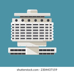 Picture with an architectural object. Vector illustration of the Salute Hotel in Kiev. Flat illustration on light background for applications or maps. 