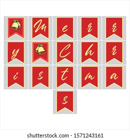 A picture is an arrangement of Christmas greetings in the form of decoration designs such as paper banners. This design can be used by printing then arranged in such a way as to decorate the room
