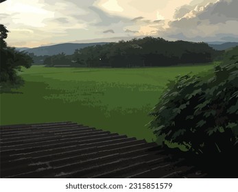 imagen de la atmósfera de los arrozales