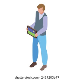 Picture auction icon isometric vector. Sales man. Smart person clever
