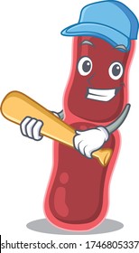 Picture of bacillus bacteria cartoon character playing baseball