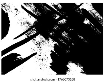 picture background black isolated abstract spots of mascara on white, hand drawn digital vector illustration