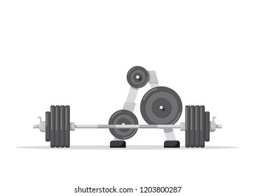 Picture of a barbell with additional weights isolated on white background. Gym equipment. Bodybuilding, powerlifting, fitness concept. Flat style illustration.