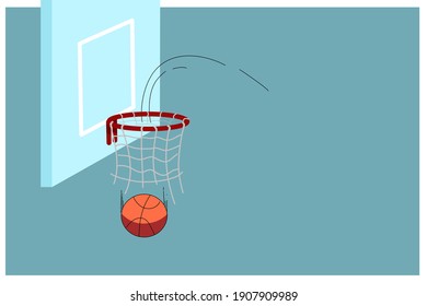 The picture of Basketball moves through the hoop, giving the team a point.