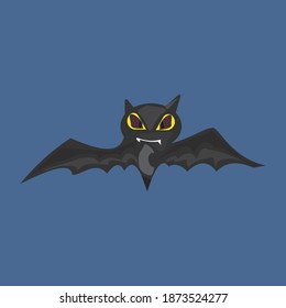 picture of a bat, vector on a blue background