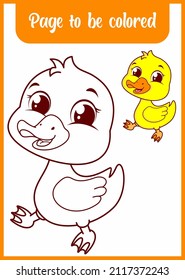 picture to be colored. cute baby duck