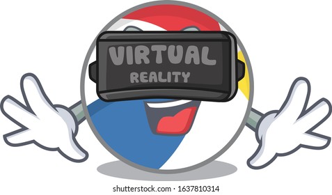 A Picture of beach ball character wearing Virtual reality headset