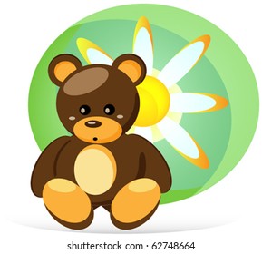 Picture of a bear against a daisy wheel.